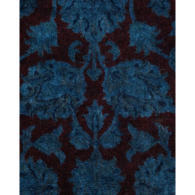 Overton Hand Knotted Wool Vintage Inspired Modern Contemporary Overdyed Blue Area Rug - 3' 1" x 5' 3"