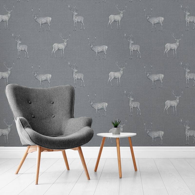 Arthouse Hank Grey Stag Wallpaper