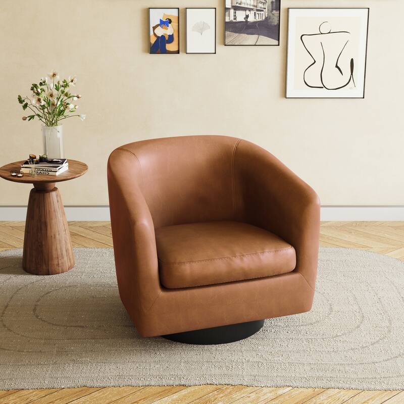 Modern 360°Swivel Accent Chairs Barrel Armchairs