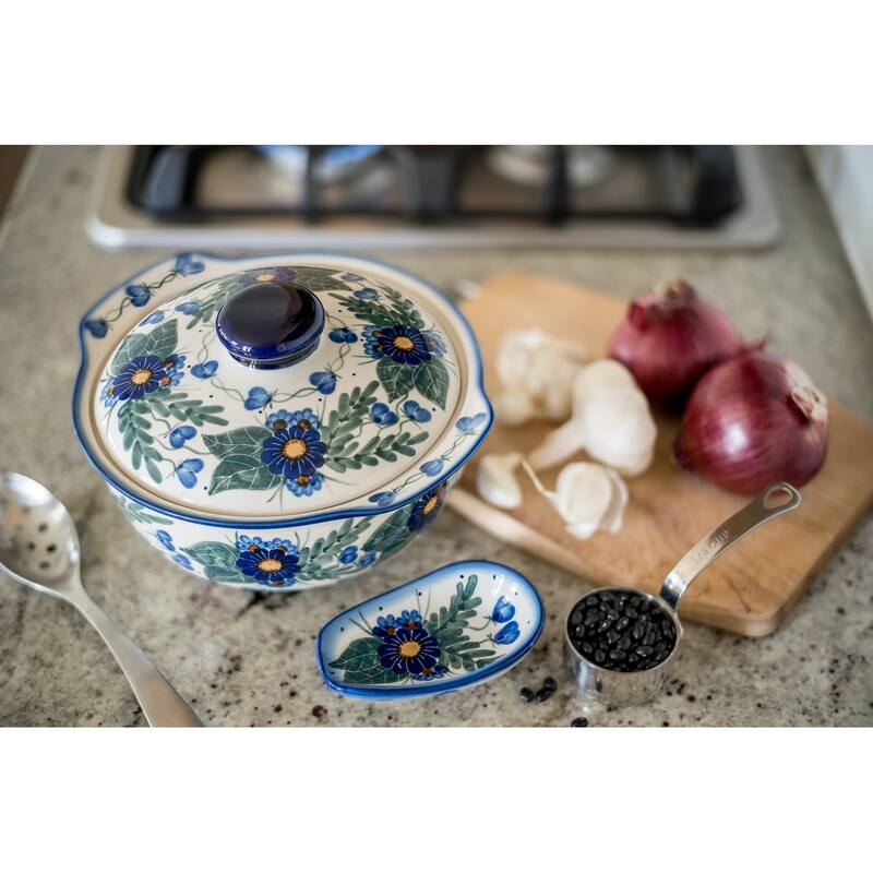 Blue Rose Polish Pottery 41C WR Unikat Round Covered Baker