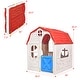 preview thumbnail 2 of 10, Costway Kids Cottage Playhouse Foldable Plastic Play House Indoor - White, Red & Blue