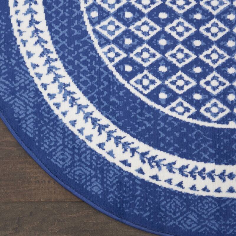 Power Loomed Distressed Geometric Modern Stain Resistant Area Rug - 96' X '96' X '0.39