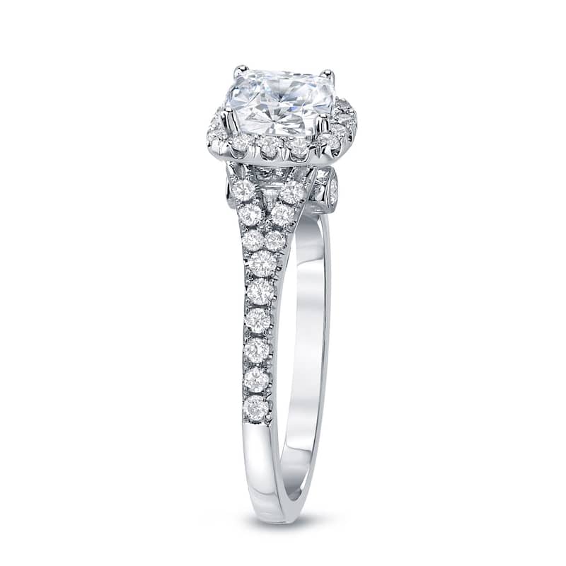 Auriya 14k Gold 1 1/2ctw Cushion-cut Halo Diamond Engagement Ring Certified