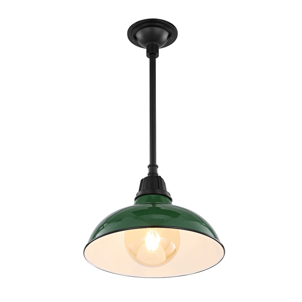 12.25" 1-Light Indoor/Outdoor Iron LED Pendant, by JONATHAN Y - 12.25