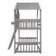 preview thumbnail 10 of 11, Twin Size Low Height Design Wood House Roof bunk Bed with Roof,Window Box,Door,with Safety Guardrails and Ladder,Gray+White