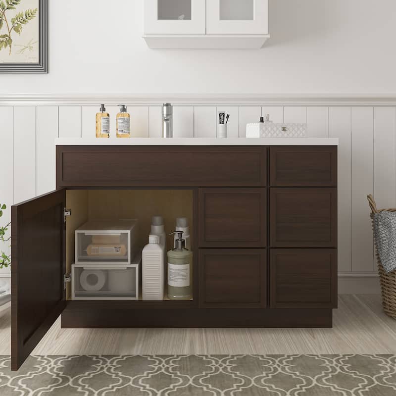 Vanity Art 48" Birch Freestanding Bathroom Vanity Cabinet without Top