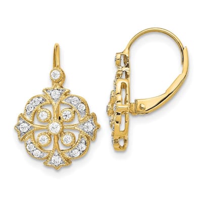 Curata 14k Diamond Leverback Earrings - 18x12mm Wide