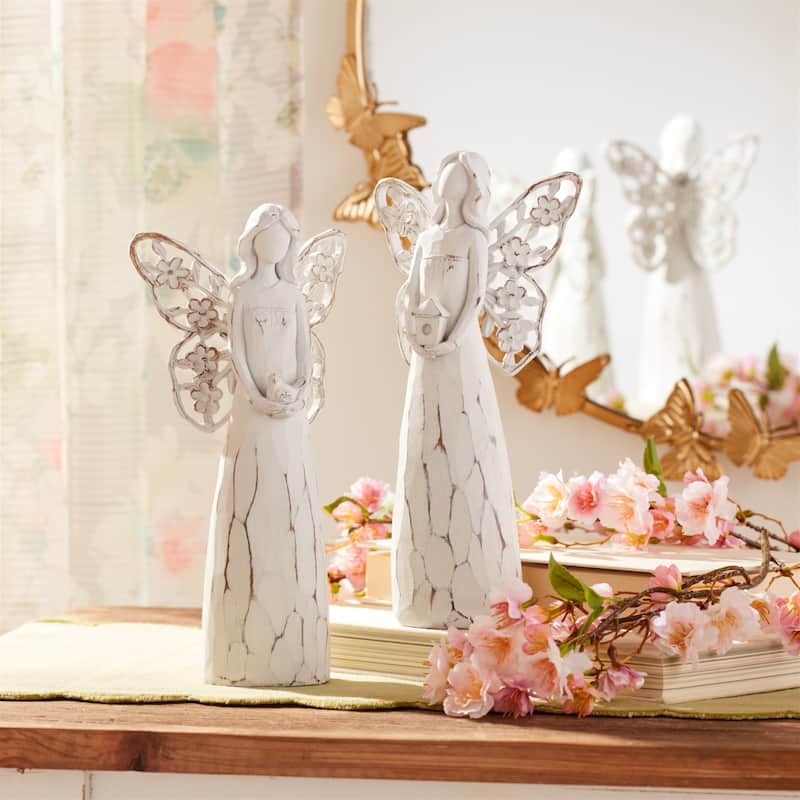 Butterfly Winged Angel Figurines - 10.25" - White - Set of 4