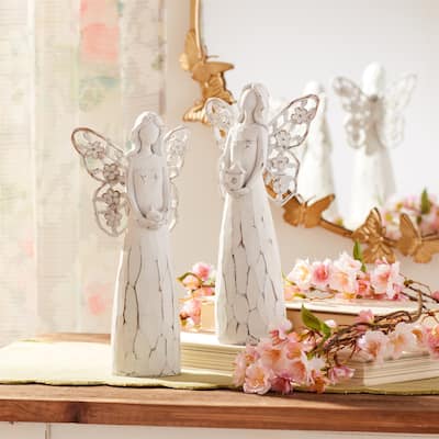 Butterfly Winged Angel Figurines - 10.25" - White - Set of 4
