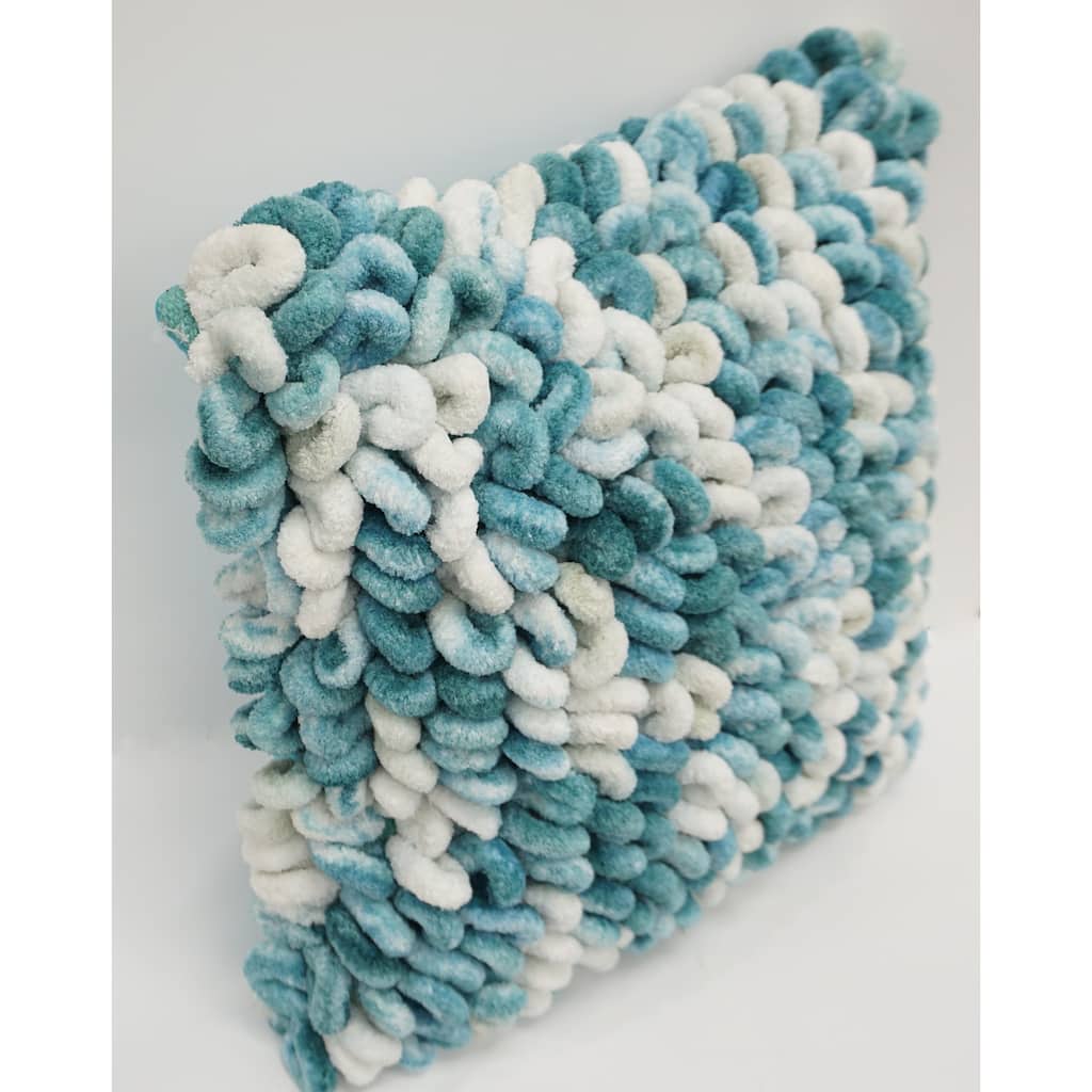 Home&Manor Burford Blue Shaggy Loop Designer Throw Pillow