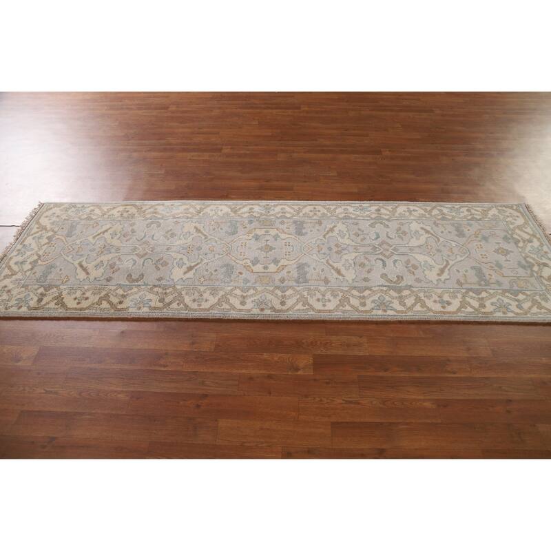 Transitional Oushak Oriental Runner Rug Handmade Wool Carpet - 2'7"x 8'3"