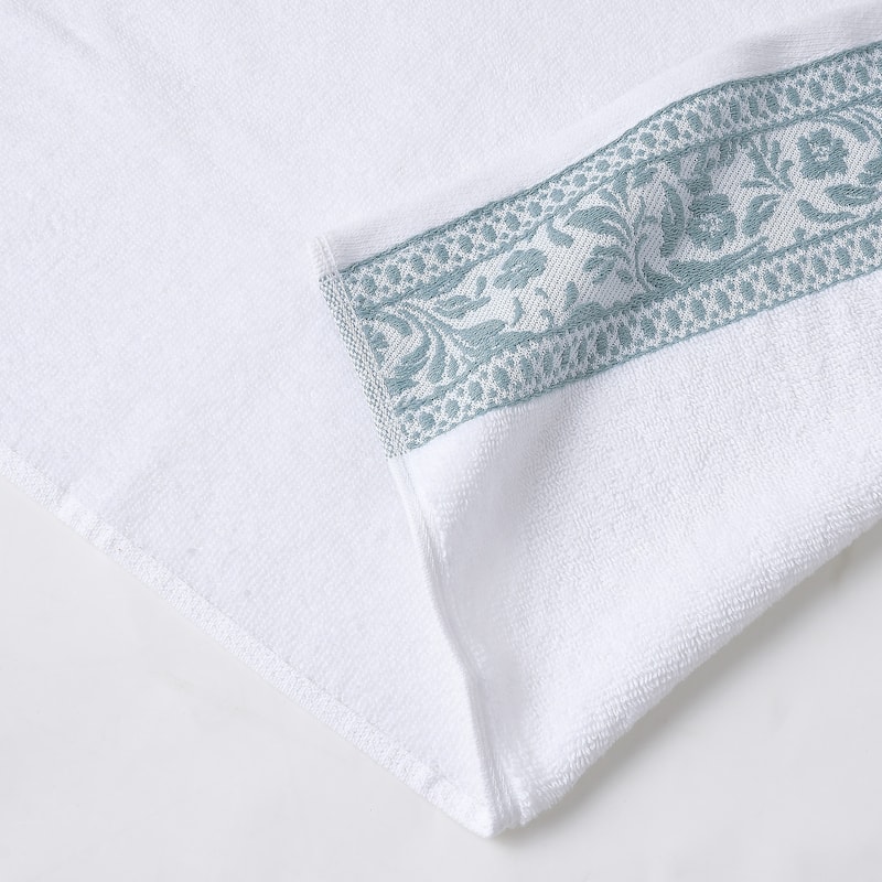Modern Threads 6-Piece Jacquard Border Towel Set Allie - 100% Cotton, Bath, Hand & Washcloths - Elegant Floral Border
