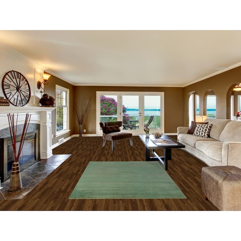 Green Gabbeh Modern Area Rug Handmade Wool Carpet - 4'10" x 6'7"