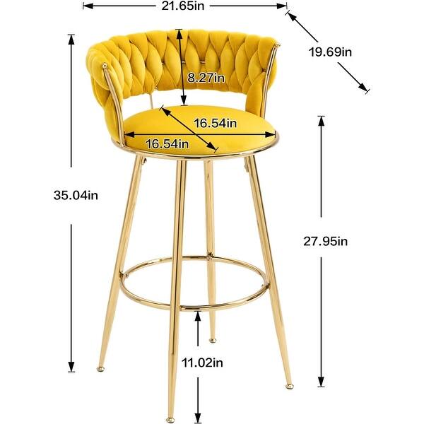 Retro Velvet Bar Stools with Back & Footrest Counter Height Bar Chairs