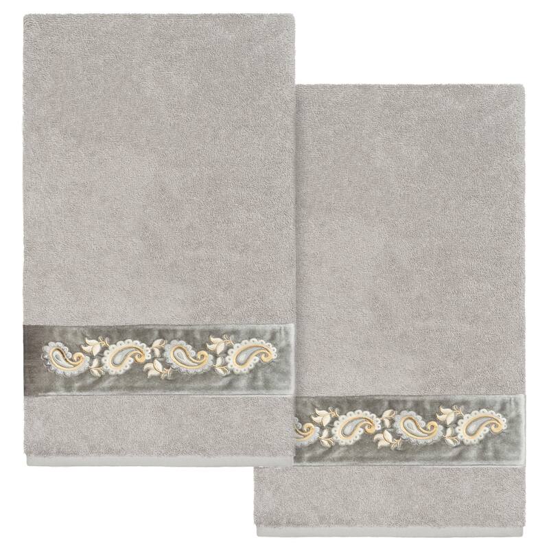 Authentic Hotel and Spa Turkish Cotton Mackenzie 2PC Bath Towel Set - Light Gray