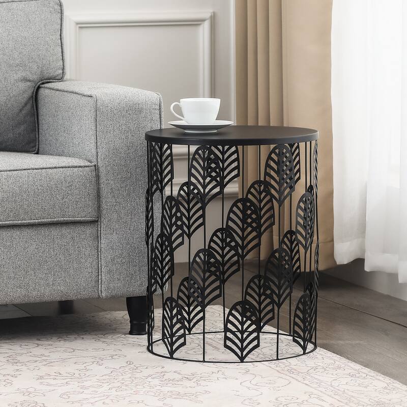 Adeco Set of 2 Round Metal Nesting Side End Tables Set - set of 2