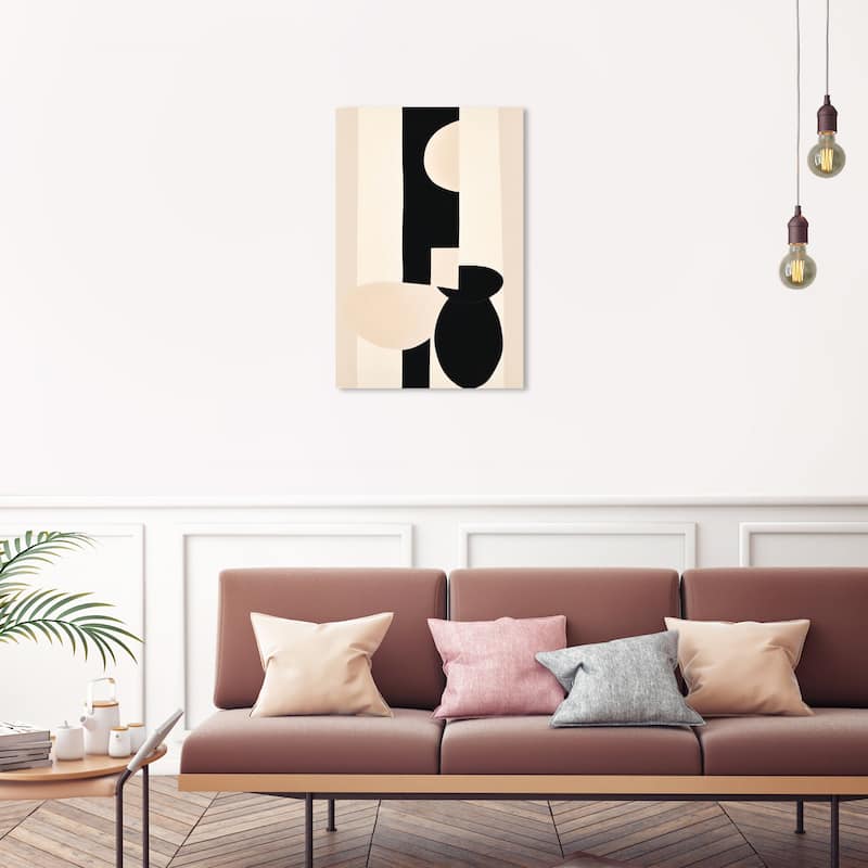 Wynwood Studio Canvas Abstract Vases in between Black and Cream White Modern & Contemporary Wall Art Canvas Print