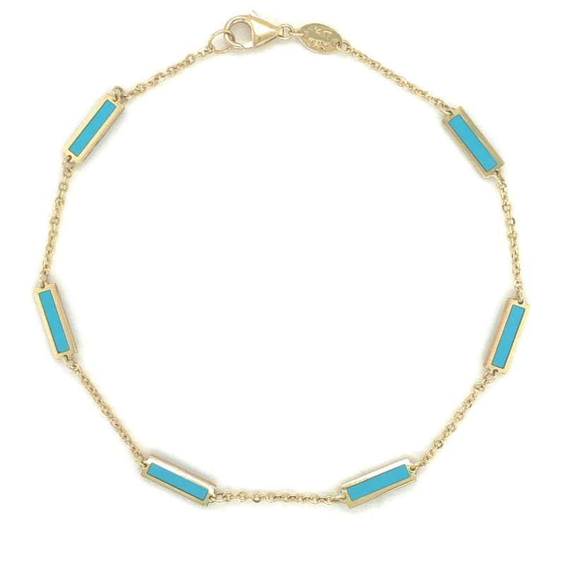 Joelle Collection Turquoise Stackable Bar Bracelet - 14K Gold Turquoise Bracelet