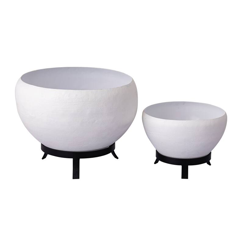 Elk Home Teris Plaster White Metal 17.5 Inch Wide Planter