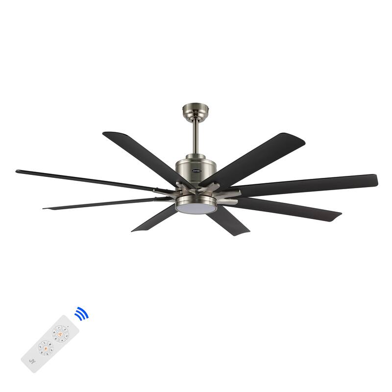 Miranda 66" 1-Light Contemporary Iron Mobile-App/Remote-Controlled 6-Speed Ceiling Fan with Integrated LED Light by JONATHAN Y