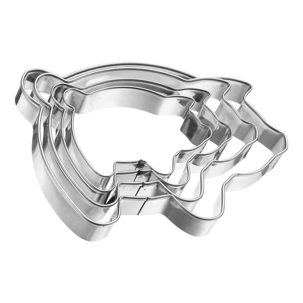 Pig Cookie Cutter Set Assorted Sizes Stainless Steel Piggy Fondant Cutters - Silver