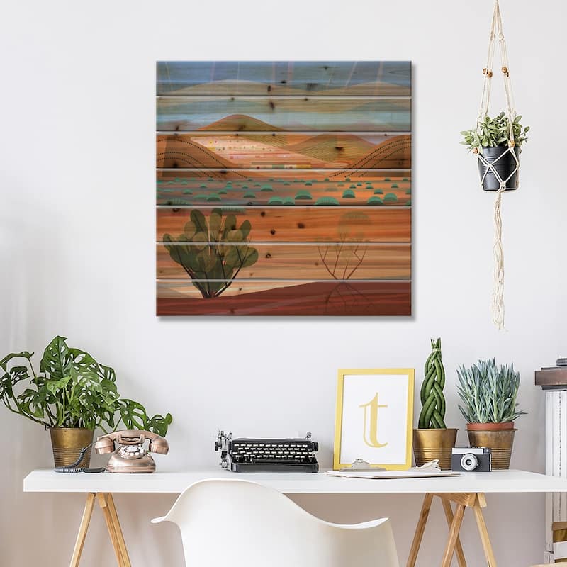 Copper Town, Square Print On Wood by Charles Harker - Multi-Color