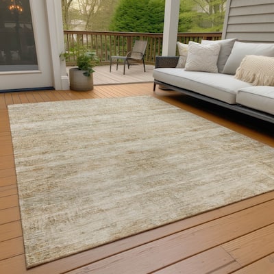 Machine Washable Indoor/Outdoor Watercolor Ombre Chantille Rug