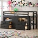 preview thumbnail 2 of 40, Twin Size Elegant Loft Bed With 4 Drawers,Underneath Cabinet and Shelves,Sturdy Frame