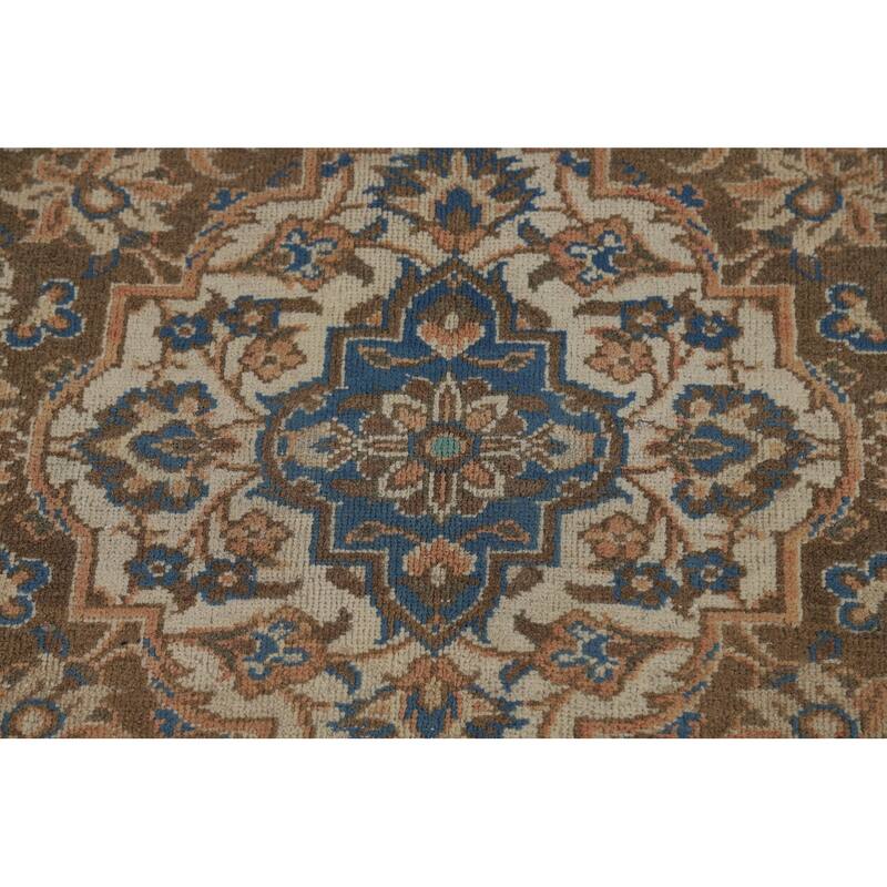 Traditional Kashan Persian Vintage Area Rug Hand-Knotted Wool Carpet - 8'1" x 11'5"