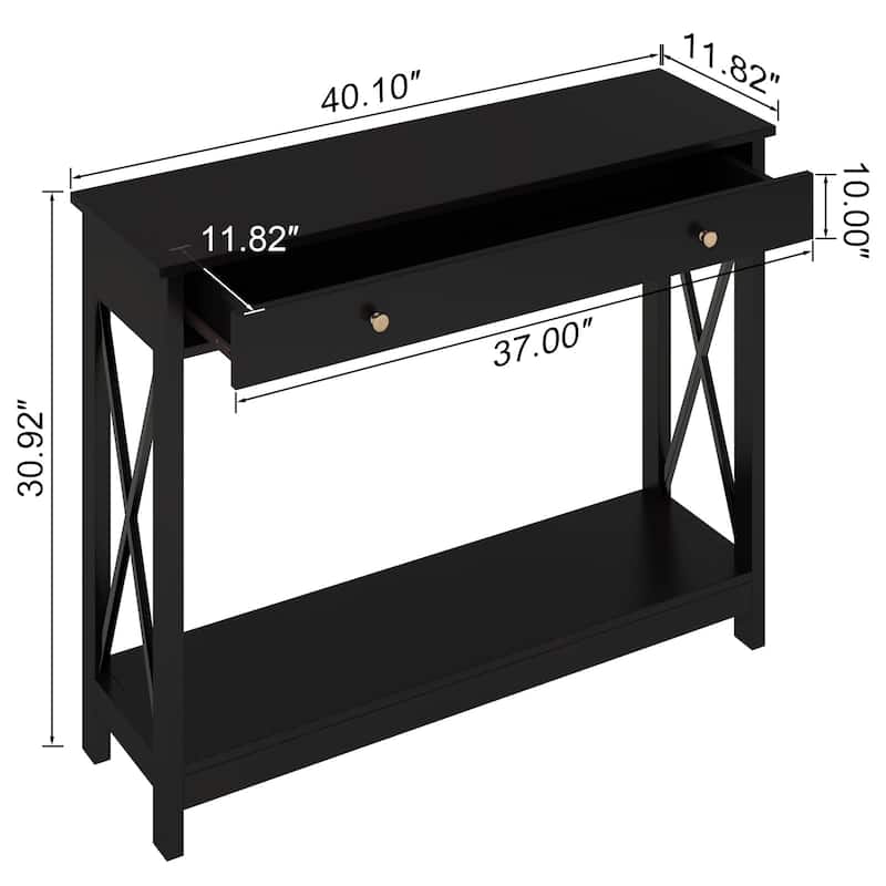 Console Table with Drawer and Storage Shelves,Foyer Entryway Sofa Table for Living Room,Hallway,Black