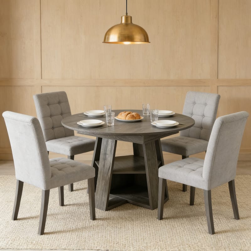43"-59" Extendable Oval Dining Table with Storage Base, Modern Round to Oval Kitchen Table