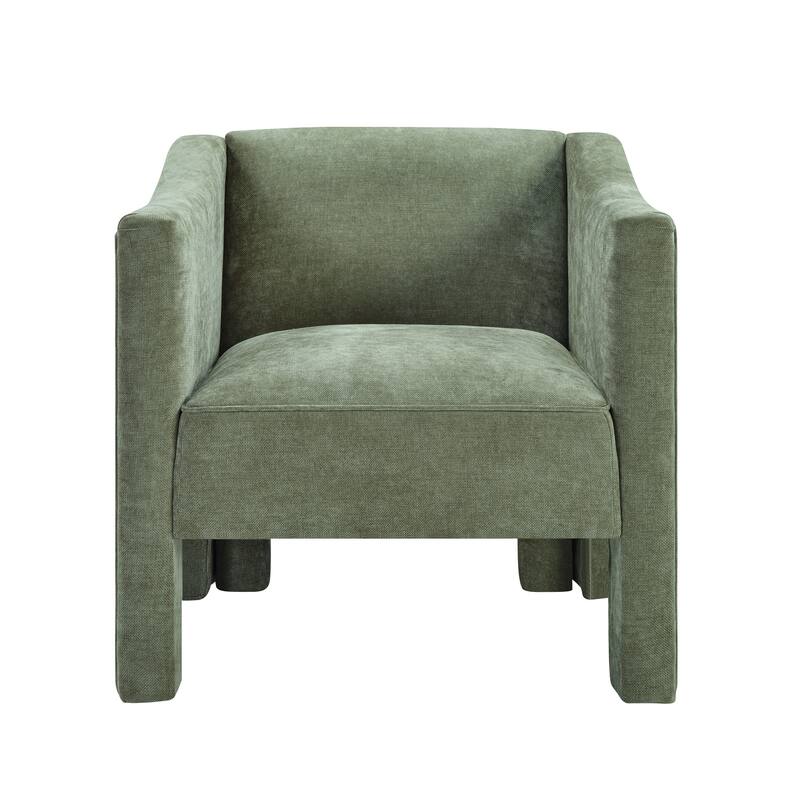 Roomfitters Modern Chenille Barrel Accent Chair with Enclosed Arms, Upholstered Armchair