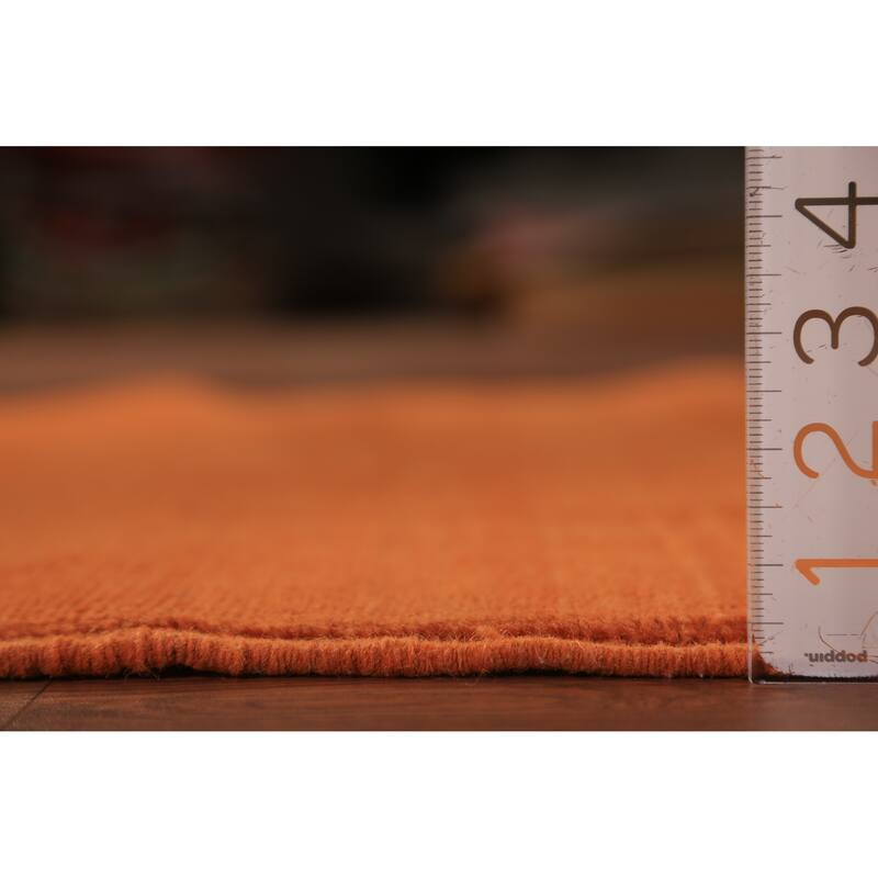Orange Gabbeh Oriental Rug Handmade Wool Carpet - 3'5" x 4'11"