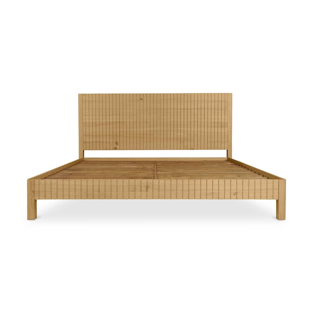 Natural Oak Bed - Modern Wood Platform Bed - King, Twin, Size Bed - Upholstered Storage Bed