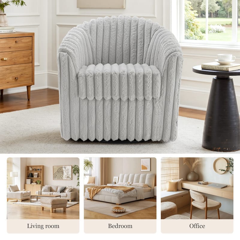 Modern Cotton Flannel Swivel Accent Chair Plush Barral Chair