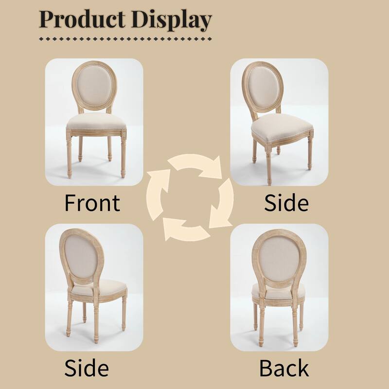 French Country Dining Chairs Set of 2 for Living Room, Kitchen, Restaurant Use