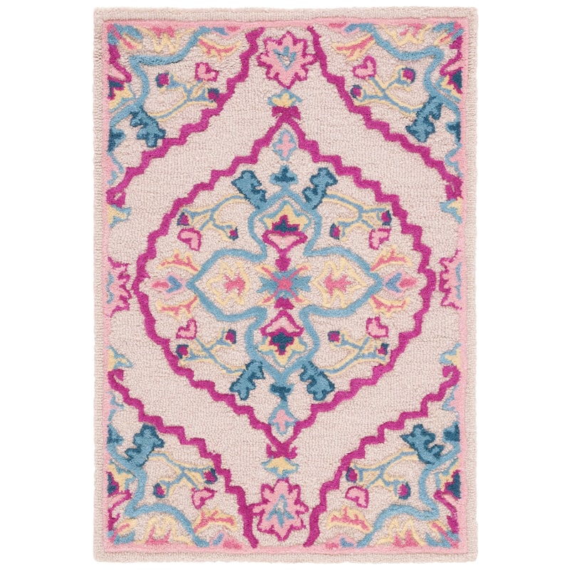 SAFAVIEH Handmade Bellagio Cailin Medallion Wool Rug - 2'3" x 5' - Light Pink/Multi