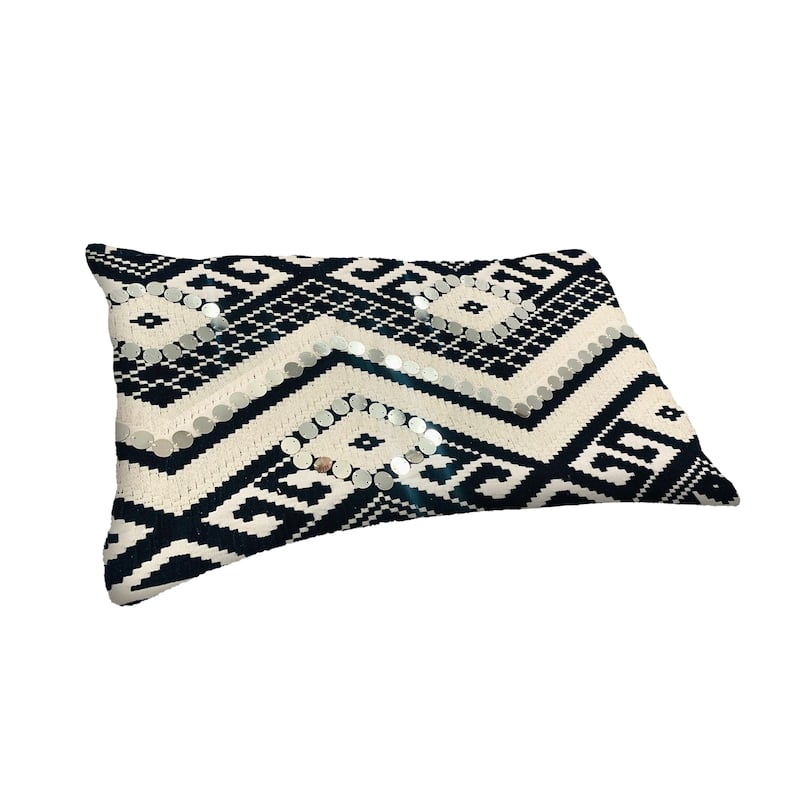 12 x 20 Rectangular Cotton Accent Lumbar Pillow, Classic Aztec Pattern ...