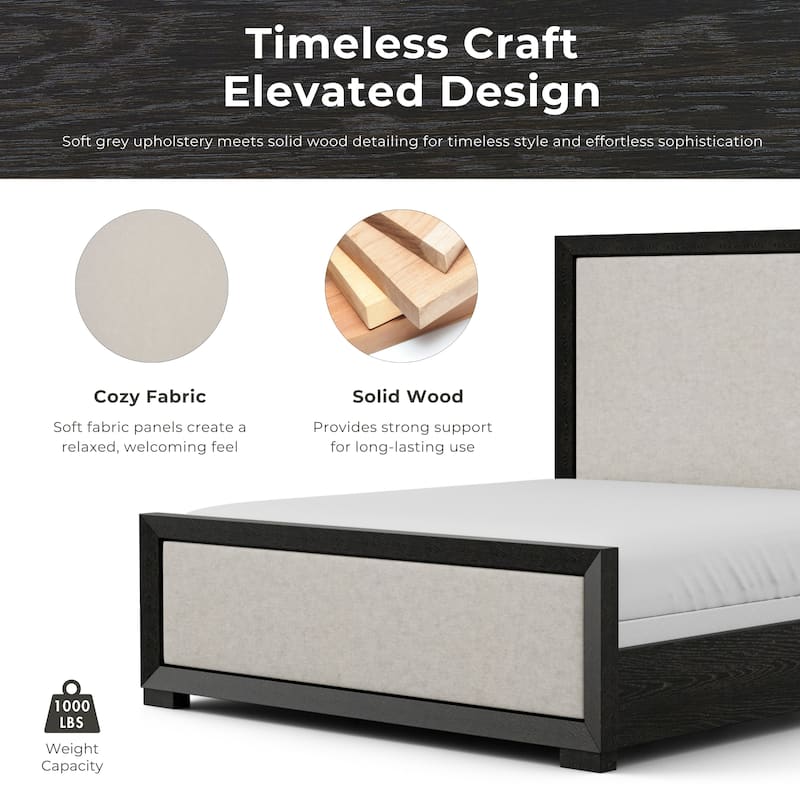 Furniture of America Durem II Modern Classic Solid Wood Fabric Panel Bed