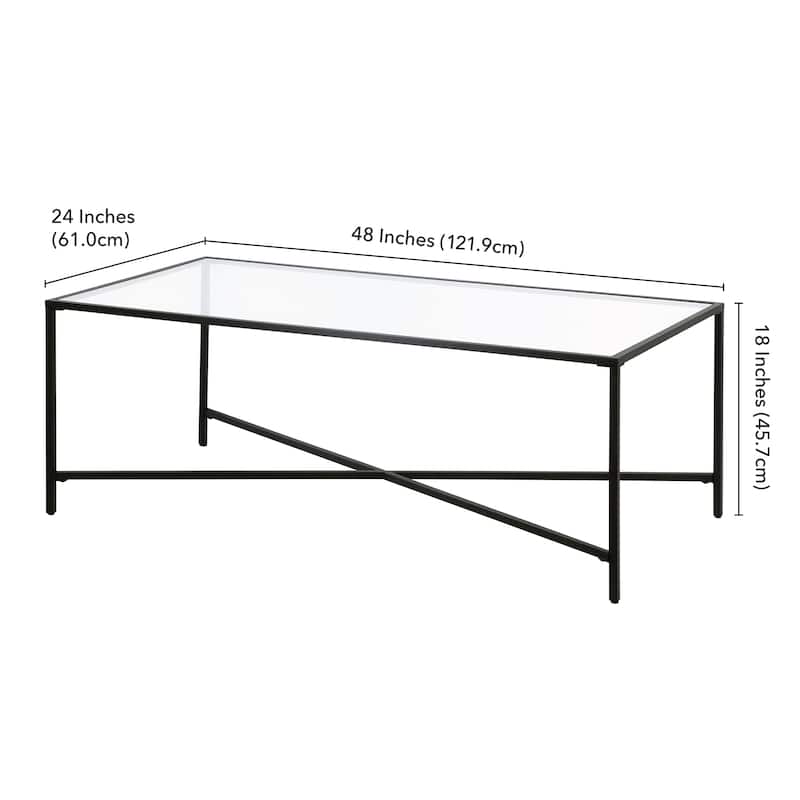 Henley 48" Wide Rectangular Coffee Table with Glass Top