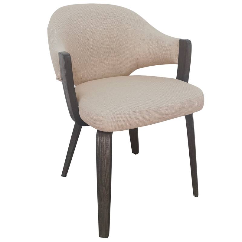 Modern Fabric and Bentwood Dining Chair, Set of 2 - Walnut