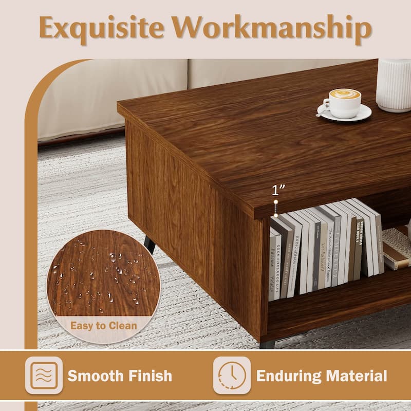 Costway 2-Tier Rectangular Center Table with Storage Shelves & - See Details