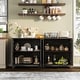 preview thumbnail 3 of 22, 61" Large Buffet Sideboard Cabinet with 4 Fluted Doors and Storage - 61x15.7x31.5in