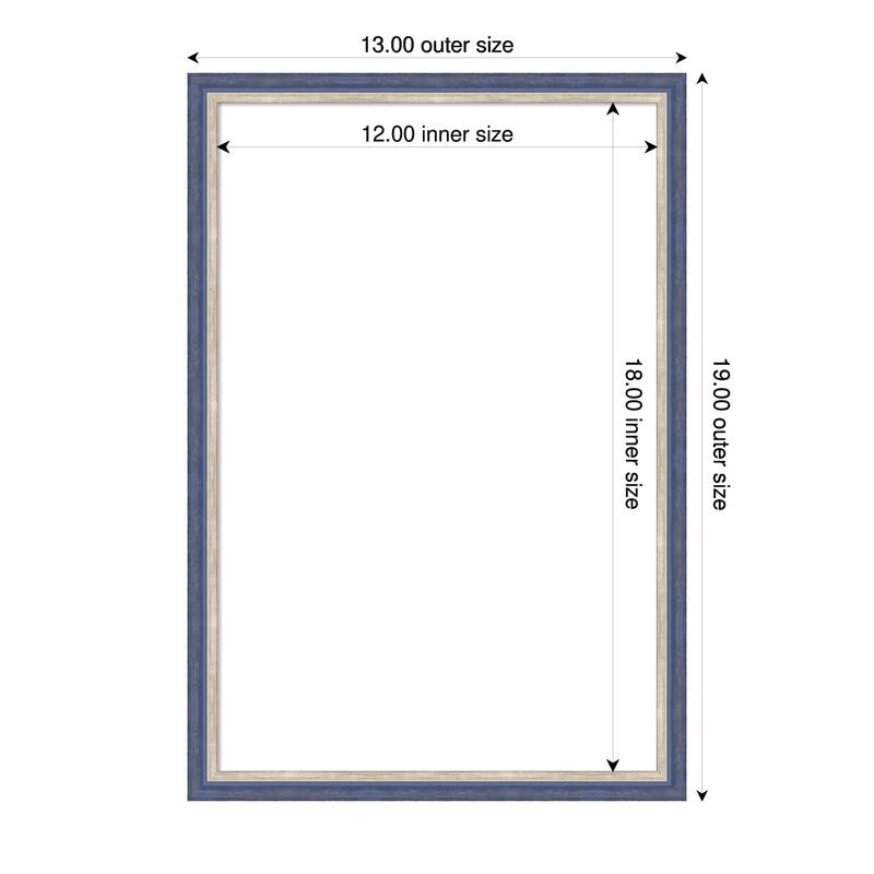 Amanti Art Theo Black Silver Narrow Framed Dry Erase Magnetic Board - 13 x 19 in - Theo Blue Narrow