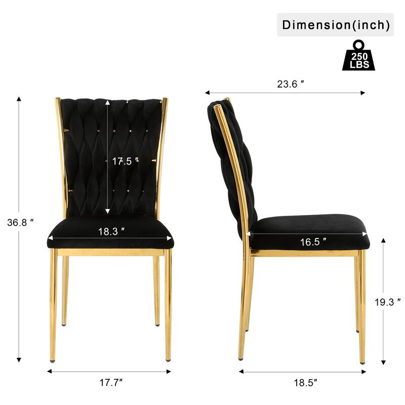 Modern Simple Velvet Dining Chair, Family Bedroom Stool Back Student Table Chair (Set Of 2)