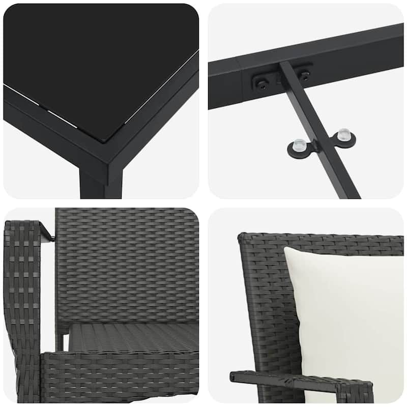 vidaXL Garden Dining Set with Cushion Poly Rattan