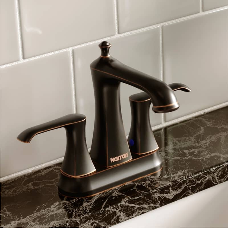 Karran Woodburn Two-Hole 2-Handle Bathroom Faucet with Matching Pop-Up Drain