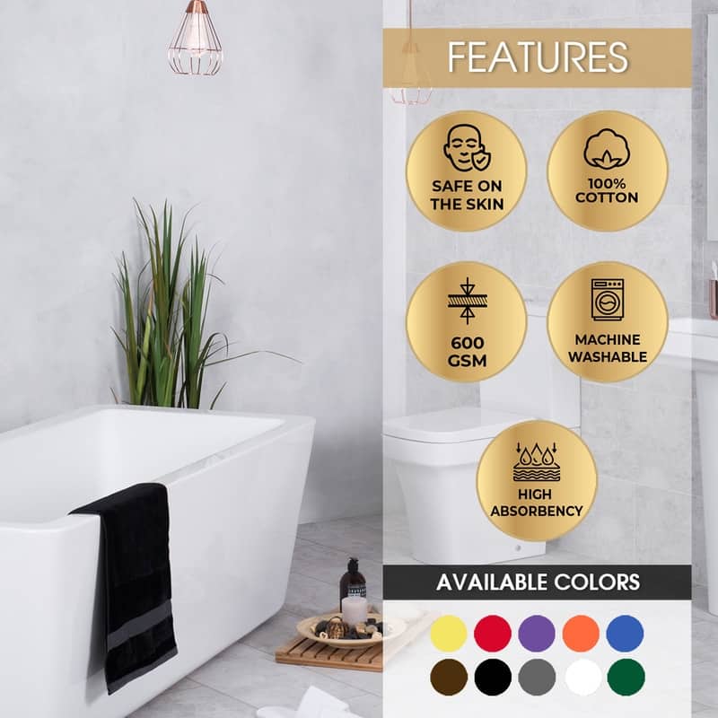 Cotton 600GSM Absorbent Bath Towels 30x54 Inch - 4 Pcs