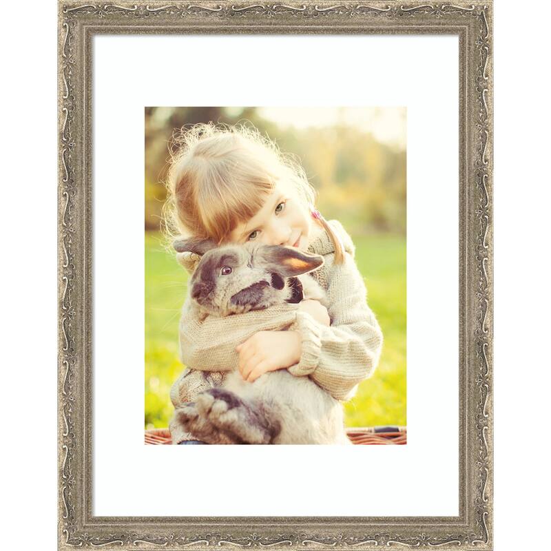 Mila Picture Frame, Photo Frame - 11x14 Matted White 8x10 - Mila Dark Silver