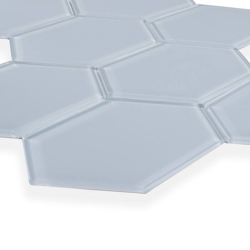 Long Hex 11 in. x 11 in. Glass Mesh-Mounted Mosaic Tile